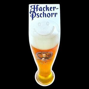 Vintage Hacker-Pschorr Weisse Smiling Beer Glass Tin Metal Sign AS IS